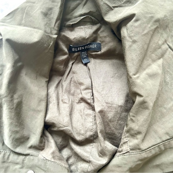 Eileen Fisher Women’s Bubble Hem Surplus Green Trench Coat Jacket XS - Picture 8 of 14